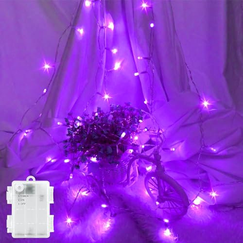 FFZZKJ Halloween Lights Outdoor Battery Operated Timer for Halloween Decorations Waterproof 3M 30 LED String Lights for Indoor Outdoor, Window, Porch, Balcony, Party, Purple