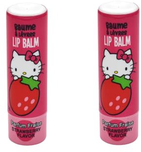 Hello Kitty 2er Set Lipgloss Kinder Offiziell lizenziert - Lippenbalsam - Erdbeergeschmack 5 g - Vegan - Lippenbalsam für Kinder - Dermatologisch getestet