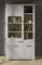 Forte ROCKHAMPTON Vitrine 100 110, Moderne Wohnzimmervitrine mit 2 Türen, 1 Glastür, 1 Schublade, Standvitrine weiß, Holzwerkstoff, Pinie Weiß Holzdekor, 108,2 cm breit x 206,2 cm hoch x 42 cm tief