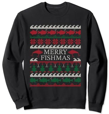 Merry Fishmas Weihnachtspullover zum Angeln Sweatshirt