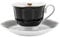 Karaca Piraye - Set di 12 tazze da caffè turco in porcellana, per 6 persone, 80 ml, colore: nero/bianco