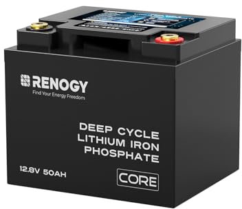 Renogy 50Ah 12V LiFePO4 Battery, Lithium Leisure Battery with 5000 Deep Cycles, FCC&CE Certification, IP 65 and Upgraded BMS Protection, Support 4S4P Connection for Trolling Motor and Home Backup
