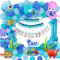 Geburtstagsdeko 1 Jahr Junge, Deko 1. Geburtstag Junge Mädchen, Deko Unterwasserwelt Kindergeburtstag 1 Jahr, Luftballons Meerestiere, Blau Monat Foto Banner für Erster Geburtstag Party Deko
