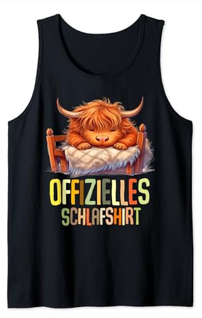 highland cow Offizielles Schlafshirt Schlafanzug Nachthemd Tank Top