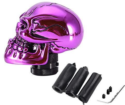 TKSE Schaltknaufhebel, Skeleton Skull Head Auto Modifizierter Schaltknauf Stick Lever Shifter Universal(Lila)