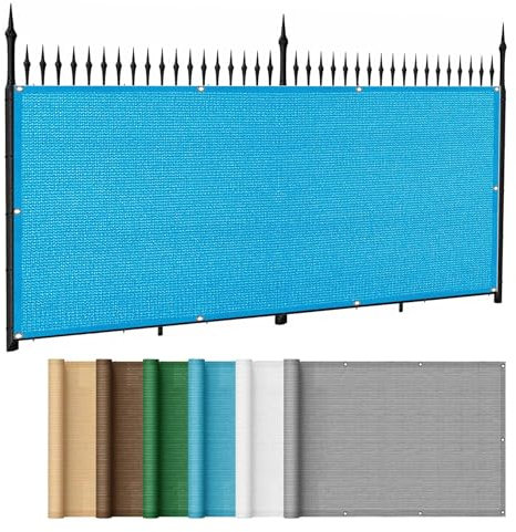 Balkon Sichtschutz Ohne Bohren 140 x 240 cm Blickdichte Windschutz Privatsphäre Sichtschutz Zaunblende Sichtschutz Zaun mit Kabelbinder Ohne Bohren für Garten Balkon Terrasse, Blau