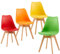 EGGREE 4er Set Esszimmerstühle mit Massivholz Buche Bein SGS Geprüfter Skandinavisch Design Gepolsterter Stuhl Küchenstuhl Holz,Gelb+Rot+Grün+Orange