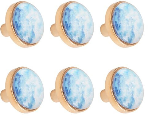 MOROBOR Dekorative Schrankknäufe, Kommoden, Schubladen, runde Form, Blau, Einzellochgriffe, Kristallglas-Knäufe mit Schrauben für Kleiderschrank, Tür, Hardware