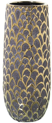 Alexandra House Living Vase, Gold, Dunkelgrau, Keramik, 14 x 13 x 33 cm