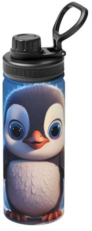Cute Penguin 510.3 g Bulk Insulated Water Bottle Stainless Steel with Lid for Adults Ideal for Everyday Use and Outdoor Activities