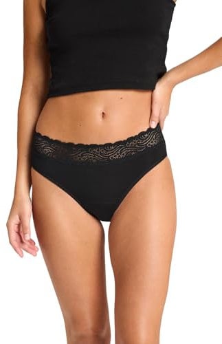 Modibodi Culotte Menstruelle Flux Très Abondant Nuit 50ml- Culotte Taille Haute Femme- Noir 10/S