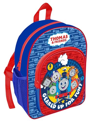 Thomas The Tank Engine Kids School Backpack Nursery Bag With Front Pocket Mesh Side Adjustable Straps