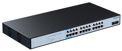 SODOLA Switch PoE+ a 24 porte da 2,5 Gbit, Smart Managed con 2 x 10G SFP+, 500 W | Montaggio rack 1U, IEEE 802.3af/at/bt 90 W supportato, LACP/QoS/VLAN/IGMP2.5Gb Easy Web Managed PoE Switch di rete