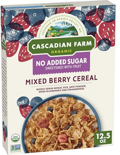 Cascadian Farm Organic Mixed Berry Cereal, No Added Sugar, 12.5 oz