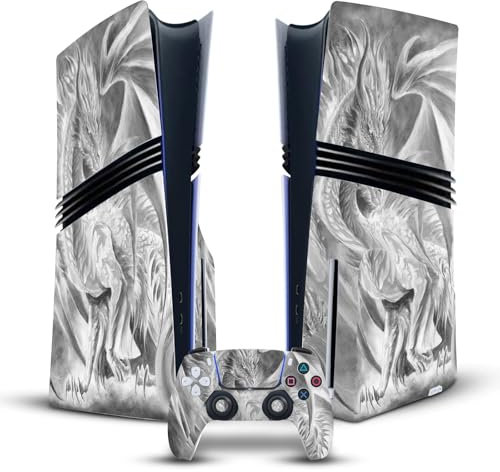 Head Case Designs Offizielle Ruth Thompson Silver Ice Drachen Vinyl Haut Gaming Aufkleber kompatibel mit Sony PlayStation 5 PS5 Pro Disc Edition Console & DualSense Controller