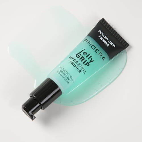 PHOERA Jelly Grip Hydrating Primer with Hyaluronic acid Sticky Gel-Based Face Primer | Brightens & Evens Skin Tone | Hydrating, Long-Lasting| Clear Formula for All Skin Tones (Green, One Size)
