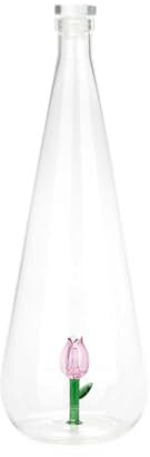 Balvi Bottiglia Botanical Tulip Colore Rosa Fatto a Mano in borosilicato Vetro 1 L