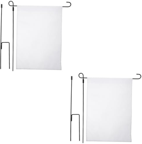 YARNOW 2 Sätze leere Gartenfahne Draht Eukalyptus Festival-Flagge leere Ammern terassendeko aussendeko makramee outdoor solide weiße Rasenfahne leere rasenfahne selber machen Eisen