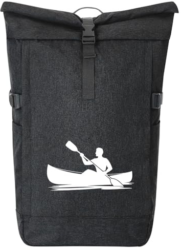 Huuraa Kurierrucksack Canoeing Kajakfahren 30-44 Liter Black Melange Fairtrade Rolltop Rucksack Geschenkidee