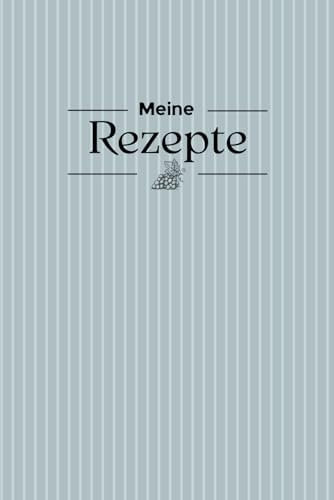 Rezeptbuch zum selber schreiben, blanko DIY Kochbuch & Backbuch, 15.24 x 22.86 cm blau, grau gestreift - The Moonwake