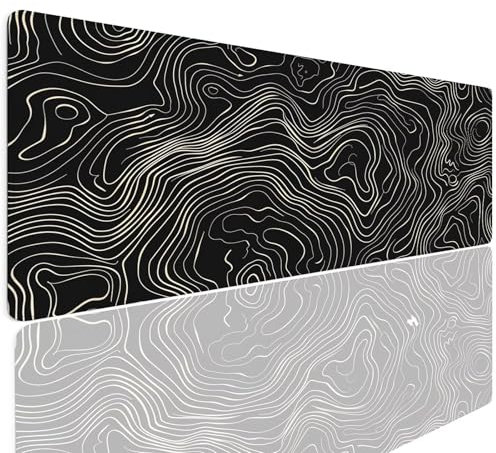 Mouse Mat Gaming Mouse Pad Topographic Waterproof Mousepad Desk Mat Pad Large Mousemat Non-slip Rubber Base Keyboard Mat with Stitched Edges Washable Gaming Mats for Desk PC Laptop 140x80x0.4cm 4-1148