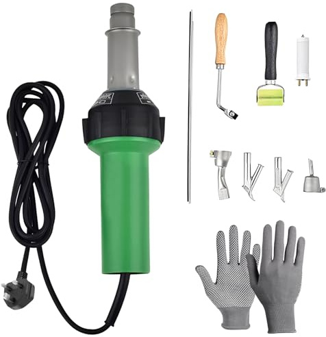 1600W Professional Plastic Welding Kit, Plastic Welder Welding Tool, Plastic Repair Kit, Hot Air Gun, Temperature Can Be Regulated, with Flat Welding Nozzle and Rollers for Plastic Welding Machine