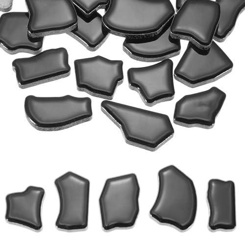 PATIKIL 500g/1.1LB Unregelmäßige Keramik Mosaik Fliesen 0.79-1.57 Schwarz | Mosaik Farbige Fliesen Gebrochene Porzellan Stücke Steine Bulk, Für DIY Basteln Vasen Heimdekoration
