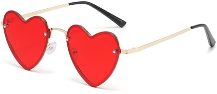 WDZAYXC Stilvolle Herz Halb-Metallrahmen Sonnenbrille in hellen Farben, perfekt für Partys und modische Events