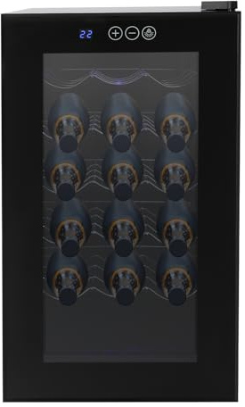 panfudongk 18 Flaschen Weinkühlschrank, Kompakter Weinlagerschrank für Liebhaber, Temperierter Flaschenkühler mit LED Anzeige, Leiser Betrieb für Wohnzimmer und Büro, Perfekt für Rotwein und Sekt