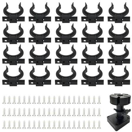 WOUYTPE 20 Pezzi Fissaggio per Battiscopa, Clips per Zoccolini e Piedini Mobili, Gancio Clip Battiscopa Zoccolino Cucinas con 60 Viti, Clip per Battiscopas da Cucina per Piedini da Cucina 32-42mm