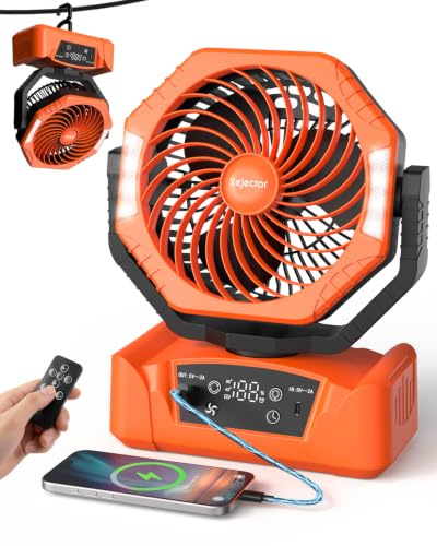 Camping Fan 24000mAh Rechargeable Battery Display LED for Outdoor & Power