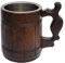 Handmade Wood Mug 20 oz Stainless Steel Cup Carved Natural Beer Stein Old-Fashioned Brown - Wood Carving Beer Mug of Wood Great Beer Gift Ideas for Men Wooden Beer Tankard Capacity: 20oz (600ml)