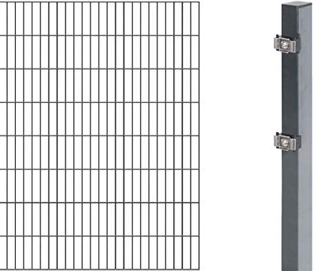 Alberts 644192 Erweiterung zum Doppelstabmattenzaun | verschiedene Höhen - wahlweise in verschiedenen Farben | anthrazit | Höhe 160 cm | Länge 2 m