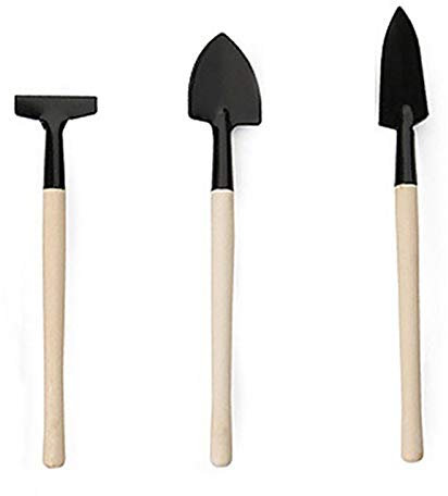 Good01 Mini Gartenwerkzeuge mit Holzgriff, klein, Schaufel / Rechen / Spaten, Eisen + Holz, Gartenwerkzeuge, 22cm+22cm+16.5cm