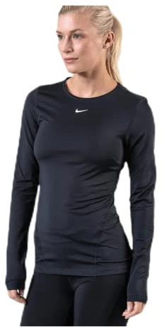 Nike Women Pro Long-Sleeve Mesh Top - Black/White, X-Large