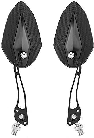Keenso 1 Paar Universal Motorrad Rückspiegel verstellbarer Aluminium Lenker Rückansicht Seitenspiegel Motorrad Roller(Silber)