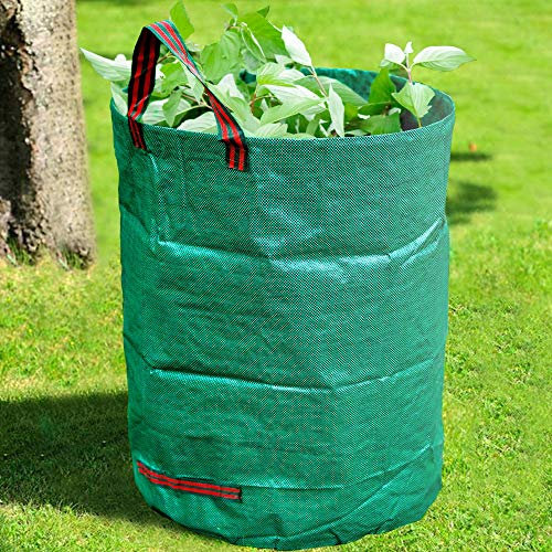 GroundMaster Round Heavy-duty Garden Waste Bags – 500L Woven Polypropylene Garden Sack – Waterproof Reinforced Extra-strong Waste Bags with Handle – Ideal for Leaves, Rubble, and Soil (Pack of 5)