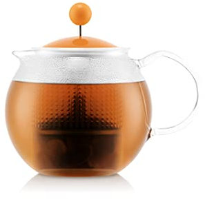 BODUM 1823-447-Y21 ASSAM Teekanne mit Glasgriff, Deckel und Kunststofffilter, 0,5 L