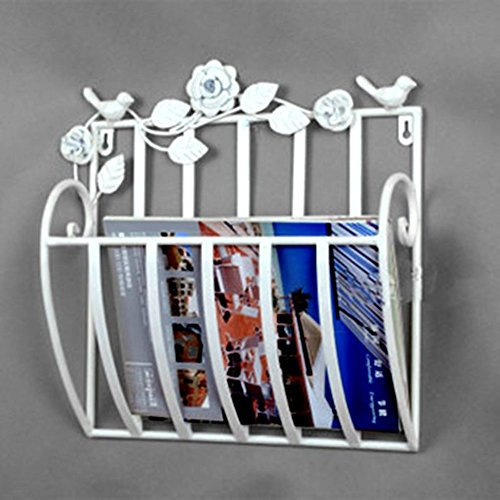 Wand Zeitungshalter,Magazinständer, Vintage Hängen Zeitschriftensammler,Wandhalterung Zeitung Und Zeitungsständer,Metall Zeitungshalter,Magazinständer Veranstalter Für Office-weiß 30x13x30cm(12x5x12)