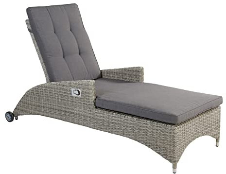 LC Garden Poly Rattan Sonnenliege Gartenliege Bilbao mit stufenlos Verstellbarer Rückenlehne und Rollen