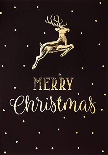 Perleberg tierische Weihnachtskarte mit Umschlag - hochwertige Weihnachtspostkarte Hirsch, Merry Christmas - Karte Weihnachten für schöne Weihnachtsgrüße - Grußkarte