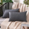 MIULEE 2er Set Wasserdicht Kissenbezug Outdoor Sofakissen Dekokissen Modern Kissenbezüge Dekorativ Kissenhülle Deko aus Polyster Leinen-Optik für Garten Sofa Wohnzimmer Bett 30x50 cm Dunkelgrau