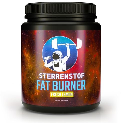 Sterrenstof Fat Burner – Frische Zitrone – Fettverbrenner Appetitzügler mit L-Carnitin, L-Tyrosin, L-Theanin, Grüntee-Extrakt, Koffein – Schnell abnehmen, Fatburner, Diät, 300 g Pulver, 50 Portionen