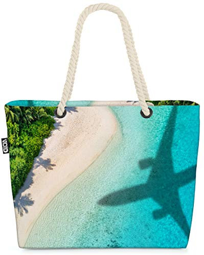 VOID Insel Flugzeug Strandtasche Shopper 58x38x16cm 23L XXL Einkaufstasche Tasche Reisetasche Beach Bag