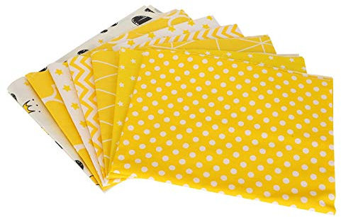 Fdit 7 Stück Baumwolltuch DIY Baumwollstoff Patchwork Plain Yellow Tint Cartoon Stoff 50 x 40 cm/19,7 x 15,7 Zoll zum Nähen Scrapbooking Quilten Blumen