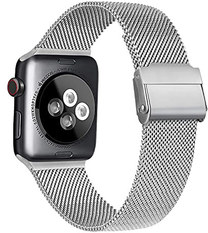 Meliya Cinturino Compatibile per Apple Watch Cinturino 44mm 42mm 45mm 40mm 38mm 41mm Series 8 7 6 5 4 3 2 1 SE, Cinturino in Metallo Milanese a Acciaio Inossidabile Cinturini