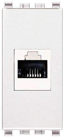RJ45 UTP Cat.6A Compatible Vimar Eikon 20337.6.B 8 Pin Modular Socket for Ethernet Cables Toolless Crimp Connection White