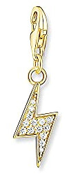 Thomas Sabo Damen Charm-Anhänger Gold Blitz weiße Steine Charm Club 925 Sterlingsilber 1882-414-14