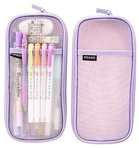 MAMUNU Federmäppchen Durchsichtig aus Mesh, Große Kapazität Transparent Mäppchen mit Reißverschluss, Schlamppermäppche Stiftetasche Schulsachen Mädchen Damen für Schule und Büro