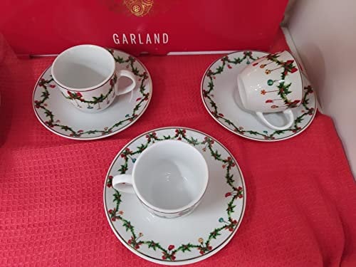 Tazza da caffè con piatto in porcellana set 6 pezzi Garland di Villa Altachiara